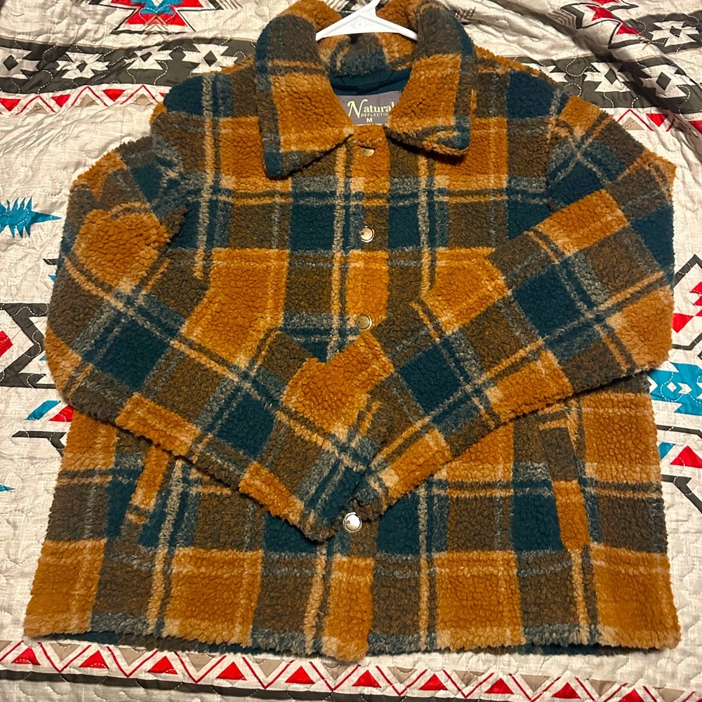 Orange/green shacket natural reflections brand